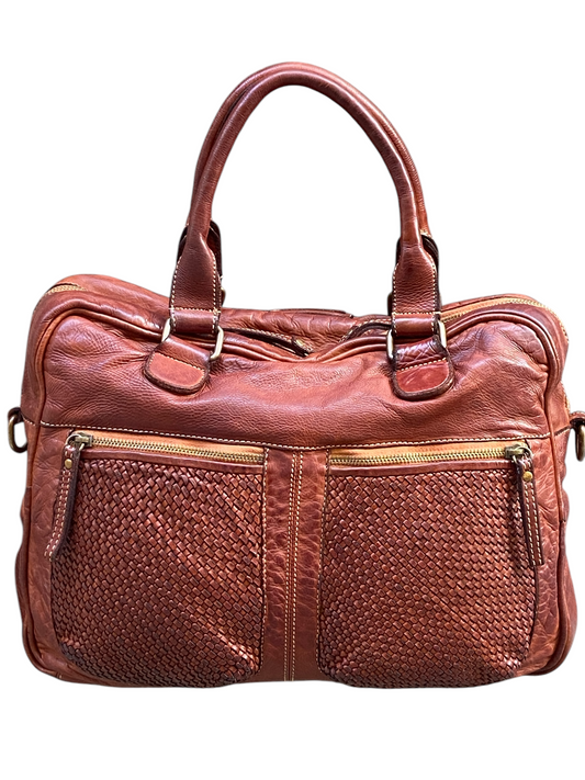 BAYSIDE Borsa in cuoio vintage con intreccio