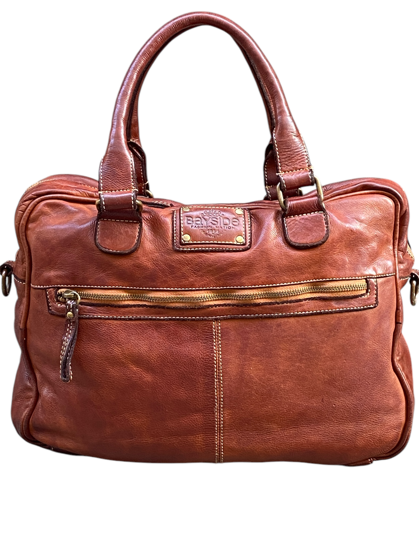 BAYSIDE Borsa in cuoio vintage con intreccio