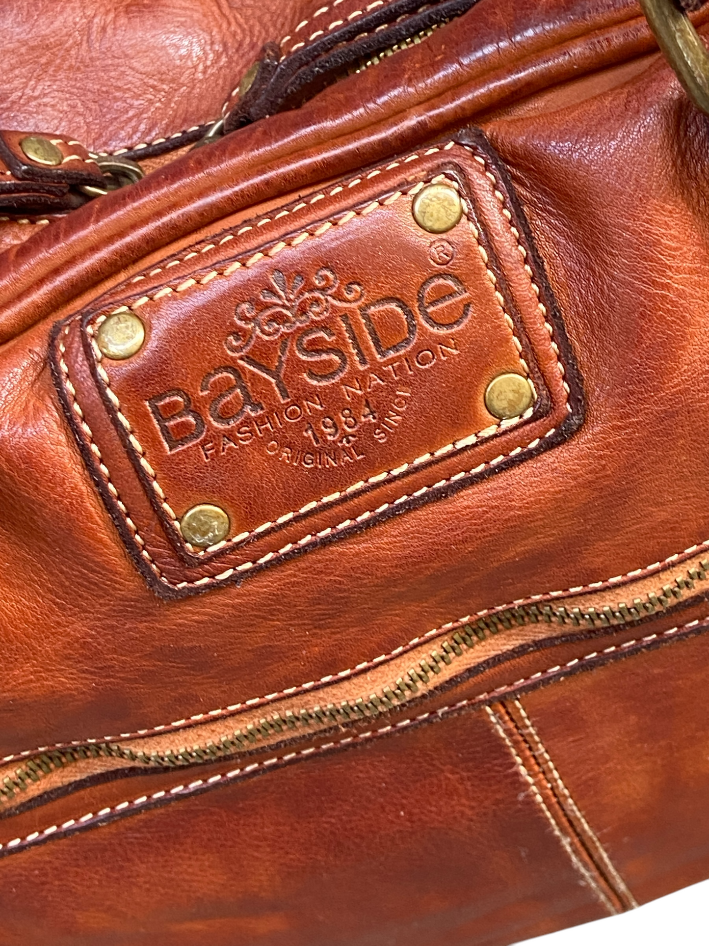 BAYSIDE Borsa in cuoio vintage con intreccio