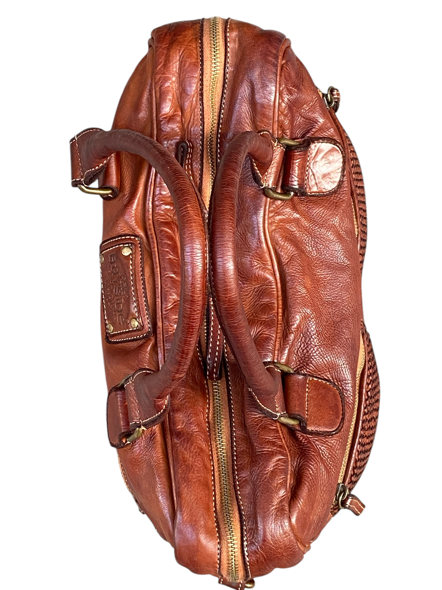BAYSIDE Borsa in cuoio vintage con intreccio