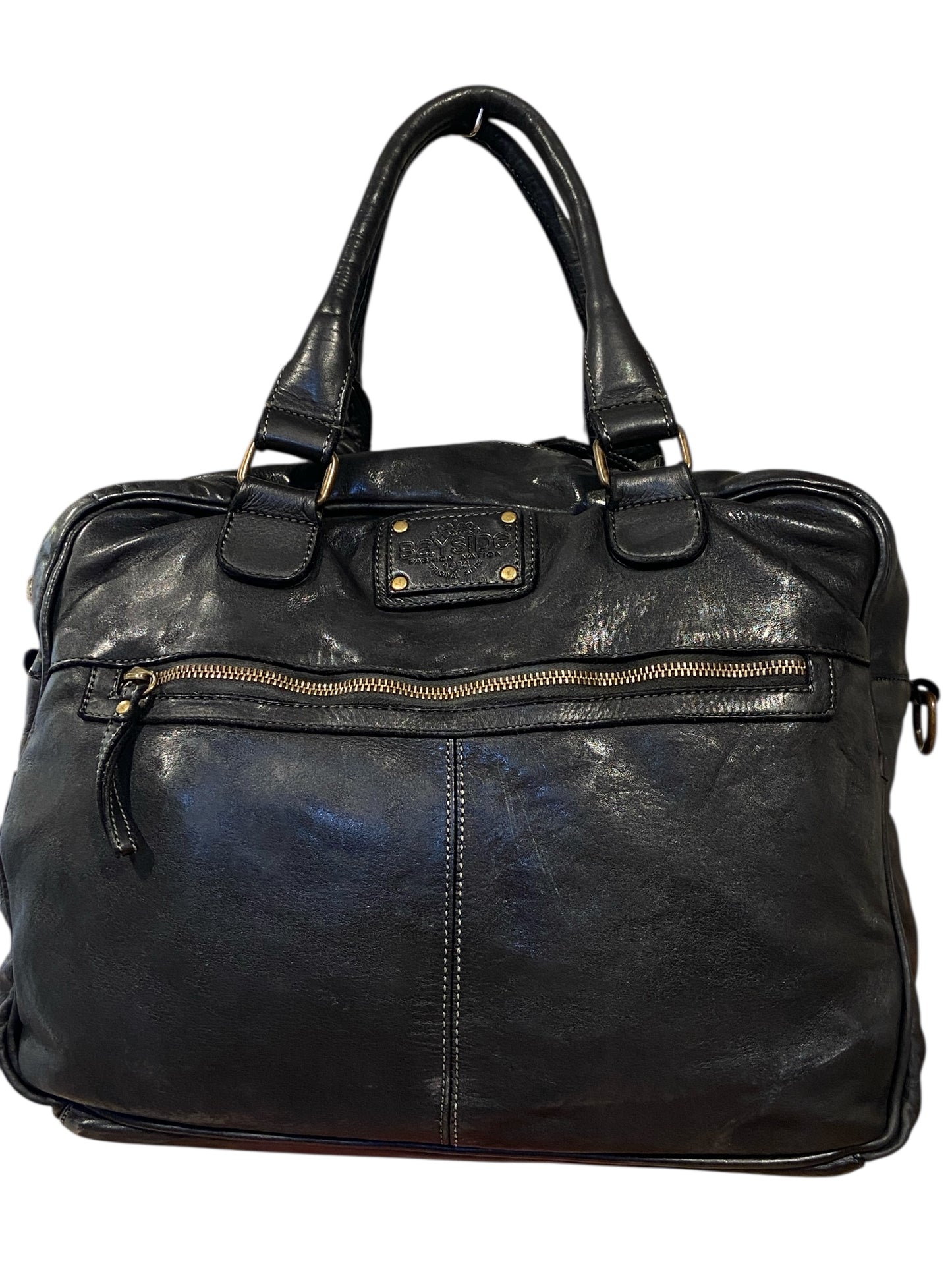 BAYSIDE Borsa in cuoio vintage con intreccio