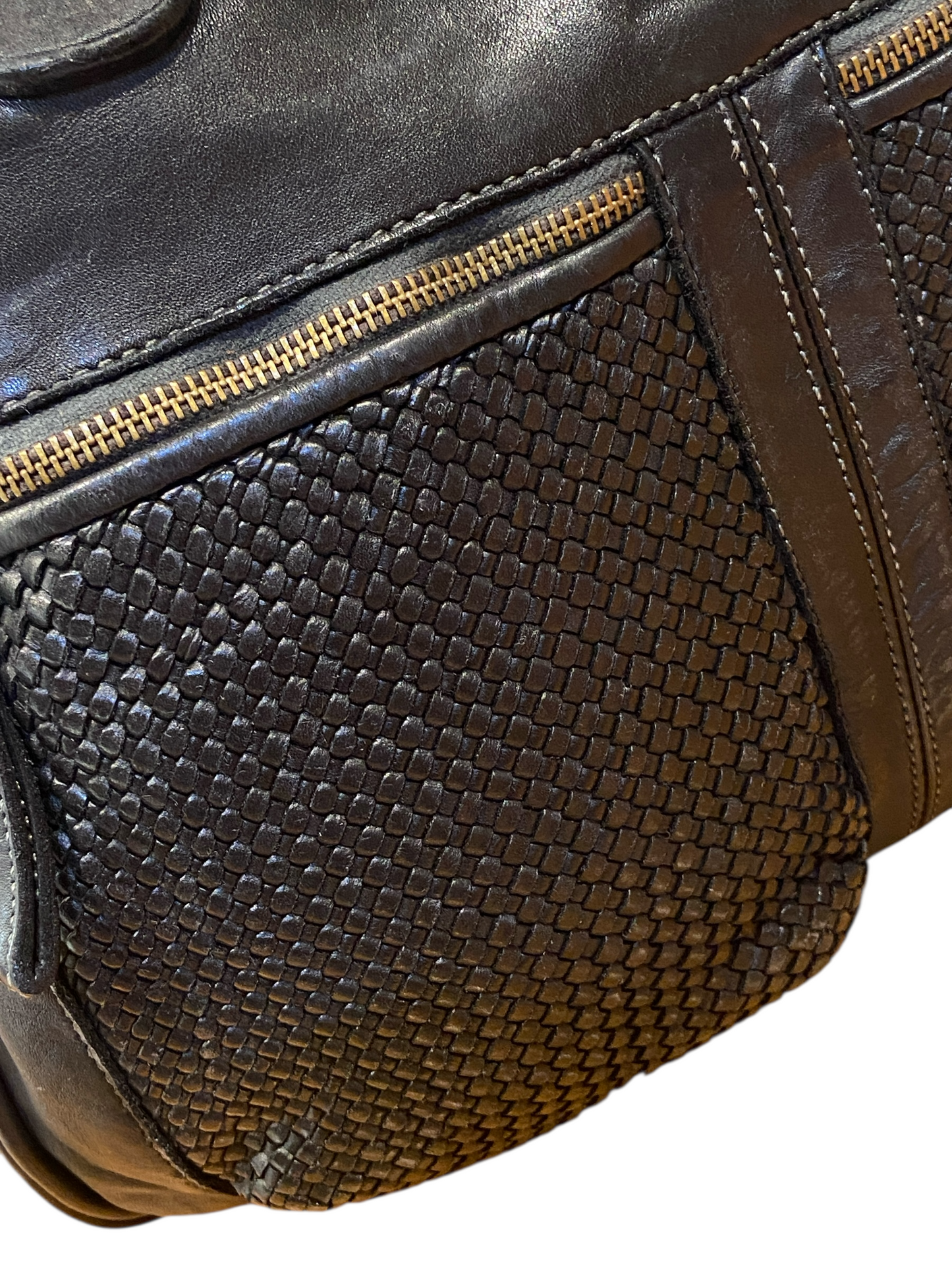 BAYSIDE Borsa in cuoio vintage con intreccio