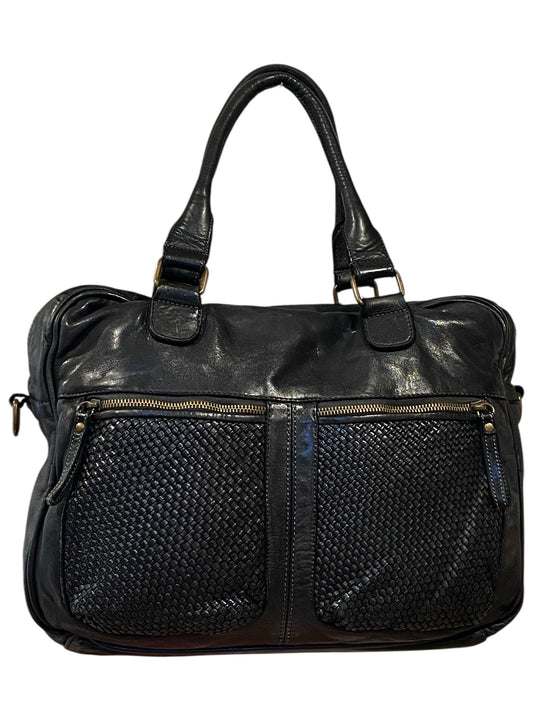 BAYSIDE Borsa in cuoio vintage con intreccio