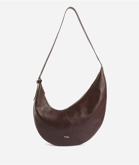 ALVIERO MARTINI 1^CLASSE Antique Geo Leather Mezzaluna